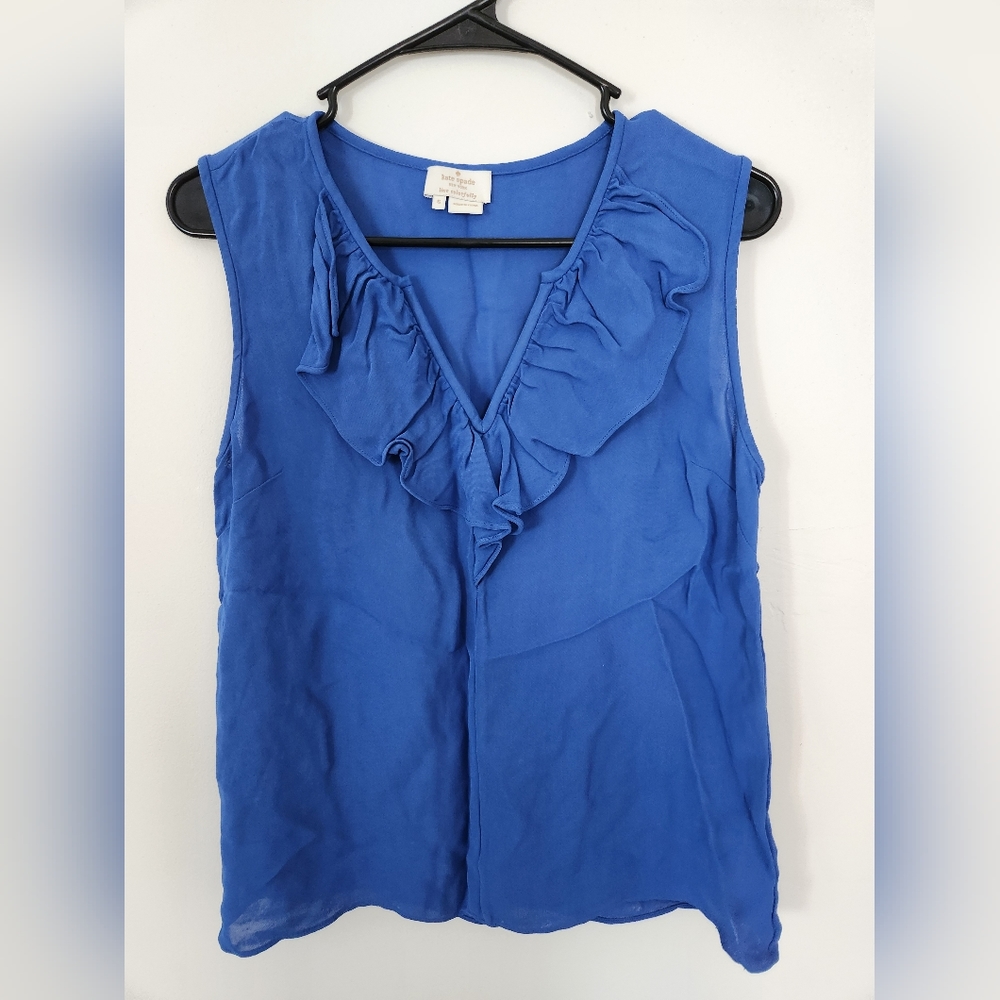 Kate Spade ruffle neck sleeveless blouse
